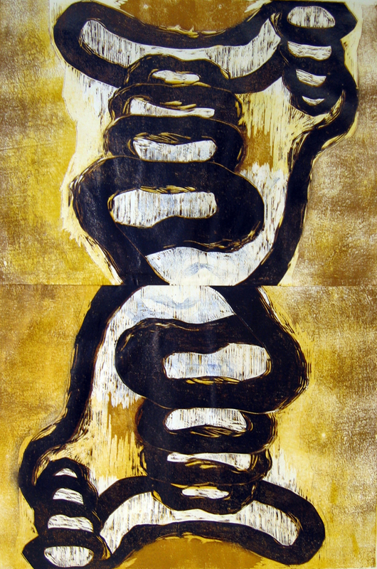 Matka mahdottomuuteen/ Journey to the Impossibility, puupiirros/ woodcut, 123x81cm, 2005