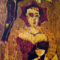 Cocktail-kutsut I/ Cocktailparty I, puupiirros/ woodcut, 78x58cm, 1991