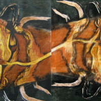 Välilasku/ Stopover, puupiirros/ woodcut, 81x123cm, 2004