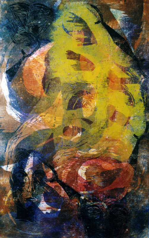 Ihmissuhdepalapeli/Puzzle of Human Relations, puupiirros/woodcut, 84x58cm, 2001