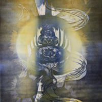 Tarkkailua/ Observation, kohopaino/ relief print, 84x61cm, 2011
