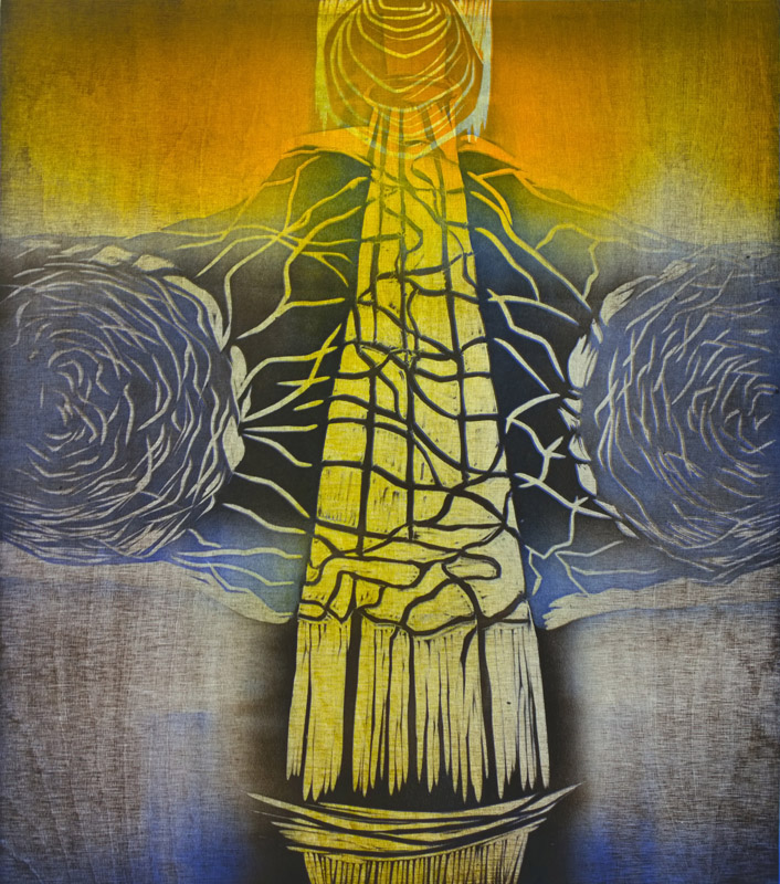 Majakka/ Lighthouse, kohopaino/ relief print, 44x38cm, 2014