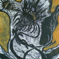Sarjasta Kasvioppia/ From the Series Botany, koho-, syväpaino/ relief print, intaglio, 50x37cm, 2007