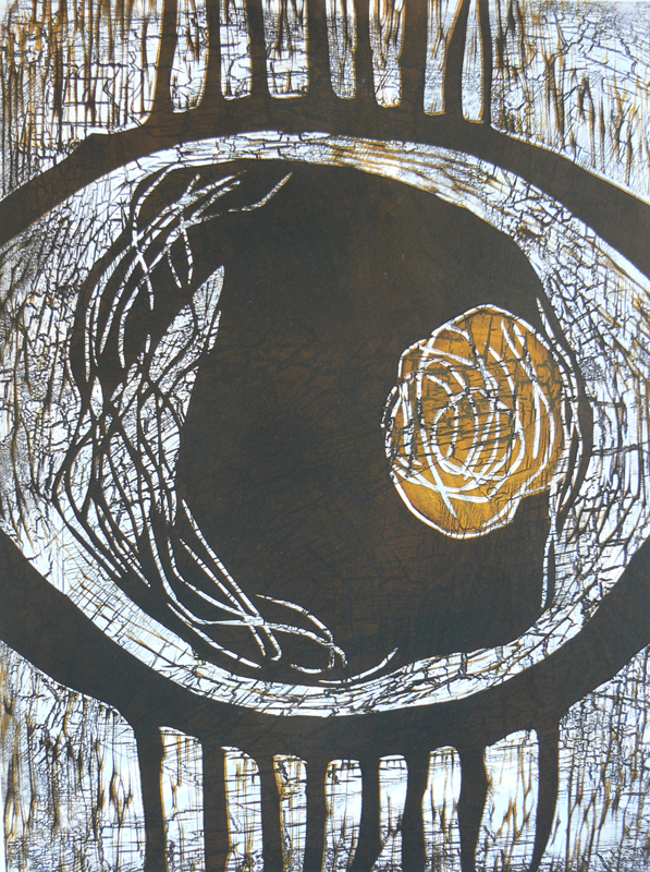 Katse/ Glance, koho-, syväpaino/ relief print, intaglio, 50x37cm, 2007