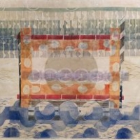 Appelsiinipuutarha/Orange Garden, 2022, kohopaino, kollaasi/relief print, collage, 70 x 98 cm