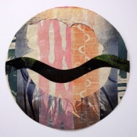 Maamerkkejä 1/Landmarks 1, 2025, kohopaino, kollaasi/relief print, collage, 46 x 46 cm