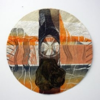 Maamerkkejä 4/Landmarks 4, 2025, kohopaino, kollaasi/relief print, collage, 46 x 46 cm
