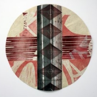 Maamerkkejä 6/Landmarks 6, 2025, kohopaino, kollaasi/relief print, collage, 46 x 46 cm