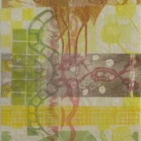 Octopus Ride, 2025, kohopaino, kollaasi/relief print, collage, 76 x 51 cm